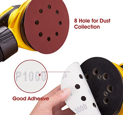 S SATC 1000 Grit 5 Inch Sanding Disc 8 Hole Hook and Loop Sanding Pad Aluminum Oxide Round Sandpaper Disc for Random Orbit Sander(150 Pack) - style: 150PCS 5 Inch 1000 Grit
