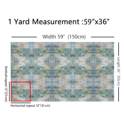Erosebridal Watercolor Abstract Fabric by the Yard,Teal Blue Green Tie Dye - color: Teal Blue Green, size: 5 Yards