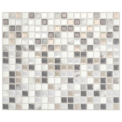 Smart Tiles Peel and Stick backsplash, Mosaic Mocha & White, 11.55"x9.64" - color: Mocha & White