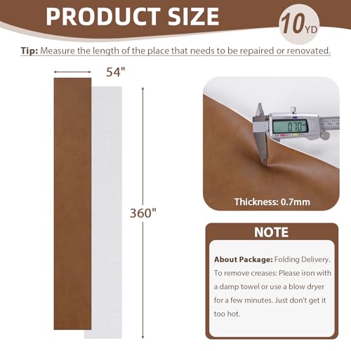 54" Marine Vinyl Upholstery Faux Leather Fabric by The Yard Waterproof - color: Brown, size: 10 Yards 54"x360"