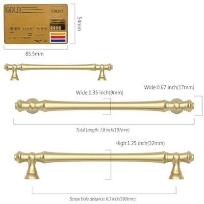 Amerdeco 10 Pack Brushed Gold Cabinet Pulls 6.3" - color: Brushed Gold, size: 6.3" hole center