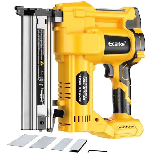 Ecarke Cordless 2" Brad Nailer Compatible with DeWalt 20V Battery(Tool only), 2 in 1 Electric Nail Gun Staple Gun with 18GA Nails, Power Nail Gun for Trim Wood Crafting Home Carpentry, 7.2LBS - color: 2" Nailer for Dewalt 20v Battery (2 in 1)