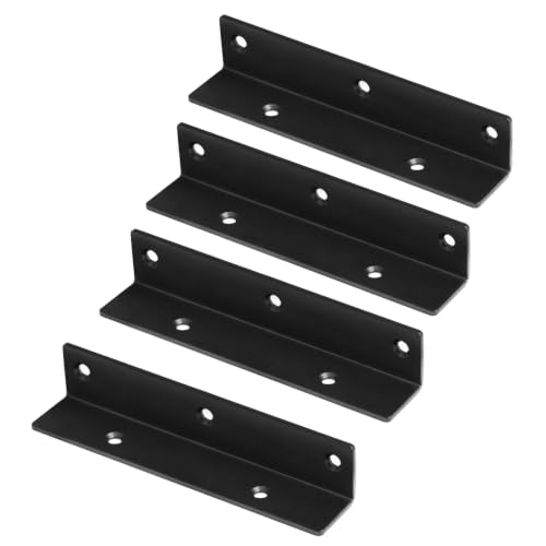 4 Pack 7" Wide Corner Brace, Black L Angle Stringer Hanger Bracket - size: 7"