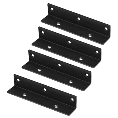 4 Pack 7" Wide Corner Brace, Black L Angle Stringer Hanger Bracket - size: 7"