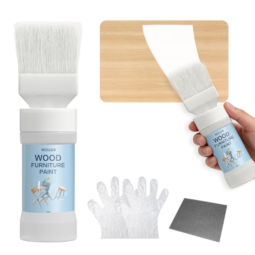 White Paint for Wood, 5.29 Oz (150g) White Touch Up Paint for Wood, Doors, Cabinets, Furniture & Metal Surfaces - No Sanding, Fast-Drying, Water-Based Multi-Surface - color: White