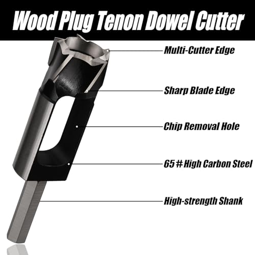 5PCS Wood Plug Cutter Set, Inner Dia 3/8'' 1/2'' 5/8'' 3/4'' 1'' - size: 3/8'', 1/2'', 5/8'', 3/4'', 1''