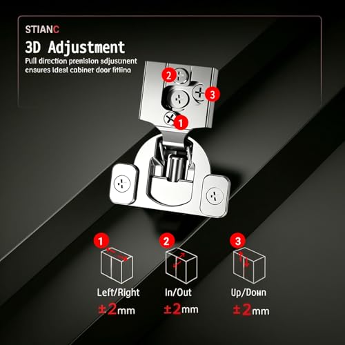 50 Pcs 1/2" Overlay Soft Close Cabinet Hinges 105° 3D Adjustable - size: 1/2”
