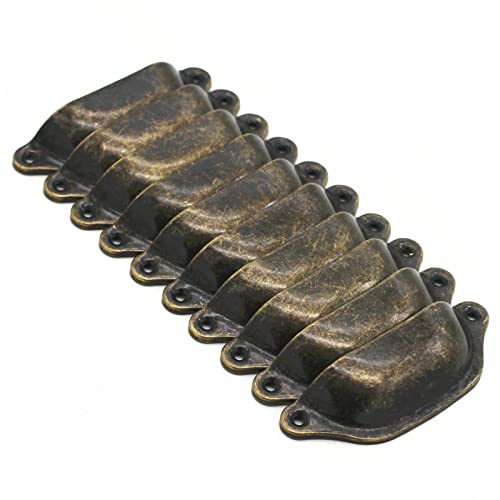 Vintage Cup Pulls Apothecary Drawer Pulls Cabinet Bureau Handles, 10-Pack