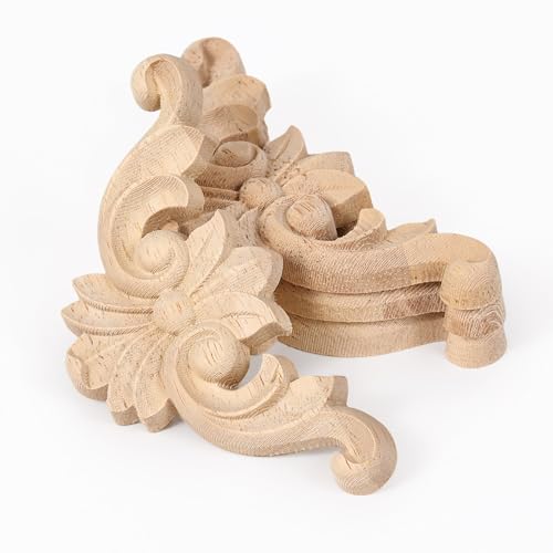 20Pcs 2.4 Inch Unpainted Wood Carved Corner Appliques, Furniture Onlays