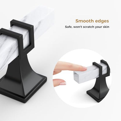 Haliwu 10 Pack Kitchen Cabinet Knobs Black and White Marble Grain Knobs - color: White Marble & Black, size: T-bar Knob