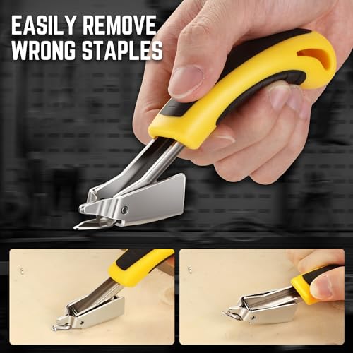 DNA Motoring 3-in-1 Upholstery Stapler Gun 1500 Staples, Heavy Duty Stapler Nail Gun for Wiring, Data Cables, Carpentry, Decoration, DIY, W/Staple Remover, Silver, TOOLS-00366
