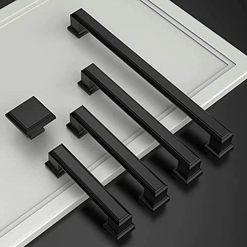 Amerdeco 10 Pack Matte Black 5 Inch(128mm) Hole Centers Kitchen Cabinet Pulls Cabinet Hardware Kitchen Handles for Cabinets Cupboard Handles Drawer Pulls - color: Matte Black, size: 5" hole center, style: 10 Pack