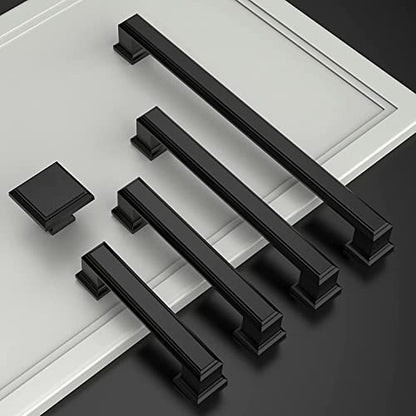 Amerdeco 10 Pack Matte Black 5 Inch(128mm) Hole Centers Kitchen Cabinet Pulls Cabinet Hardware Kitchen Handles for Cabinets Cupboard Handles Drawer Pulls - color: Matte Black, size: 5" hole center, style: 10 Pack