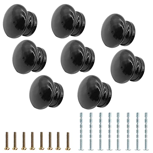 Wood Drawer Knobs, 1 Inch, Black, Mushroom Shape, 8PCS - color: Black, size: 1"/(8pcs)