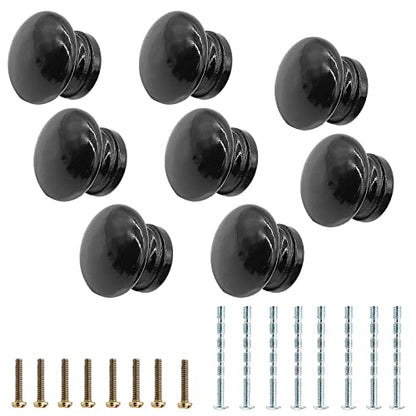 Wood Drawer Knobs, 1 Inch, Black, Mushroom Shape, 8PCS - color: Black, size: 1"/(8pcs)
