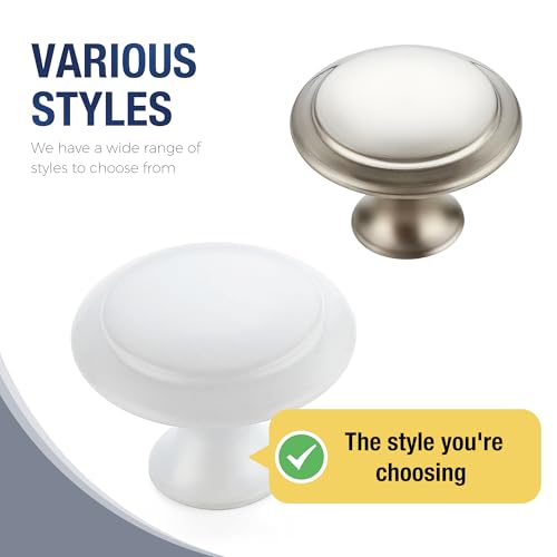 JOY DECOR White Cabinet Drawer Hardware,30mm Kitchen Cabinet Knobs,18 Pack - color: White