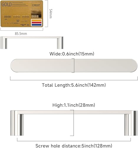Amerdeco 10 Pack ZH0005BSN Brushed Satin Nickel Cabinet Pulls 5" - color: Brushed Satin Nickel, size: 5" hole center