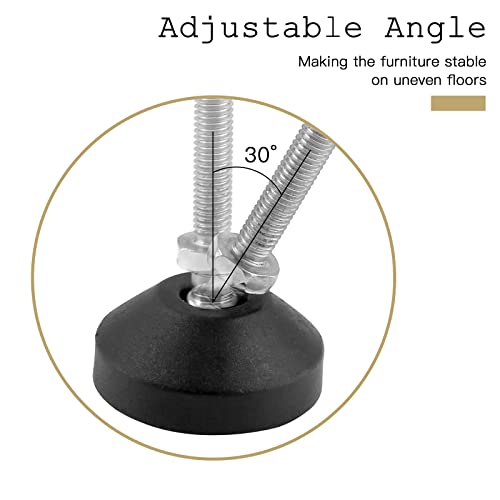 Bonsicoky M8 Metal Adjustable Leveling Feet, 4 Pcs, Black, 5.1" x 1.9" - size: M8,5.1" Height
