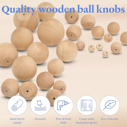 Unfinished Wood Ball Knobs 1 inch for Kitchen Cabinet Knobs, Drawer Knobs, Dresser Knobs and Crafts, Pack of 500, by Woodpeckers - size: 1 inch