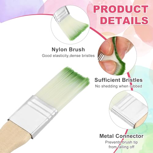 PATIKIL 6Pcs Wooden Paint Brush Set, 5.4" Nylon Bristle Flat Brushes #2 - color: Green/White, size: #2