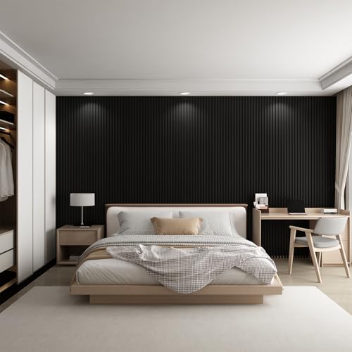 Slat Wall Panel 8-Pack, 118’’x6.1’’, Black - size: 118’’x6.1’’-Black
