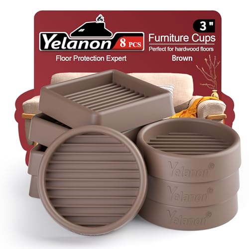 Non Slip Furniture Pads for Hardwood Floors -Yelanon 8Pcs 3” Coasters Cups - color: 8pcs3"round Square Brown