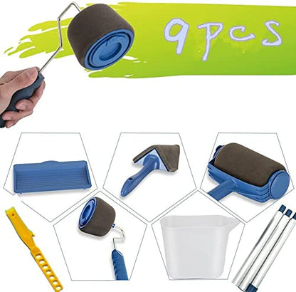 TOURACE® 9Pcs/Set Paint Roller Kit with Sticks Paint Roller Pro Transform Your Room in Just Minutes Quickly Decorate Runner Tool Painting Brush Set