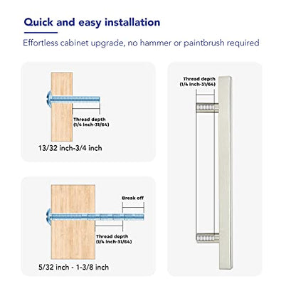 Brushed Nickel Cabinet Handles Drawer Pulls 5 Inch CC 10 Pack - color: Brushed Nickel Square T-Shaped, size: 5" Hole Center