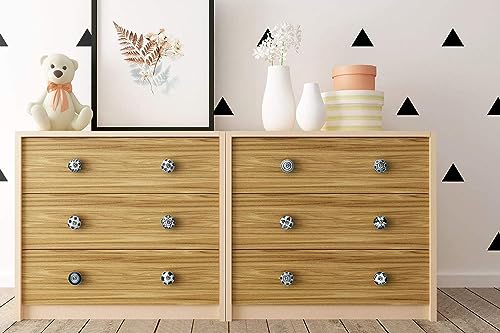 Set of 10 Ceramic Cabinet Colorful Knobs for Kitchen, Cabinet, Drawer, Wardrobe (Black & White) - color: Black & White