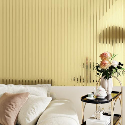 Champagne Gold Metallic Striped Wall Panels Peel and Stick for Wall 12×118" - color: Gold, size: 11.8" x 118"