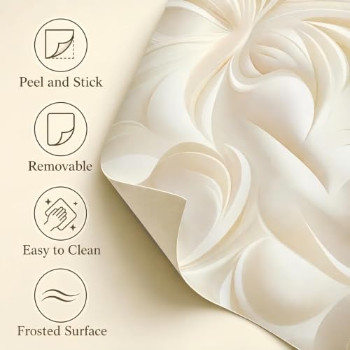 Peel and Stick Wallpaper Beige Brown Abstract Self Adhesive Removable - color: Cream, size: 17.7" x 78.7"