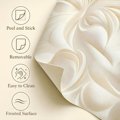 Peel and Stick Wallpaper Beige Brown Abstract Self Adhesive Removable - color: Cream, size: 17.7" x 78.7"