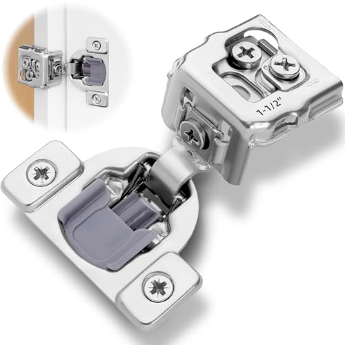 Decobasics 2 Pack Soft Close Cabinet Hinges 1-1/2" Overlay for Kitchen Cabinet Doors, Slow Self-Closing Concealed Hidden Hinges for Face Frame –Stainless Steel, 3-Way Adjustable & Quiet Close Damper - size: 1-1/2 Inch