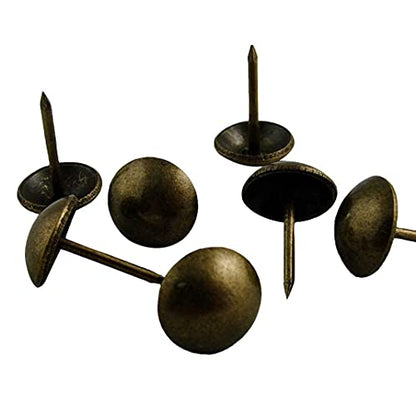 500-Pack Upholstery Tacks - 7/16 inch Decorative Furniture Nails for Chairs, Headboards, and DIY Decor - Antique Brass Heavy Duty Furniture Pins - DX0511AB500