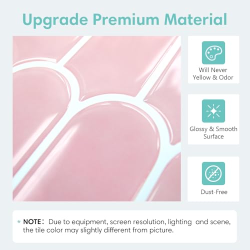 Commomy Thicker Pink Peel and Stick Tile Backsplash 10 pcs of 12" x 12" - color: Thicker Design Pink