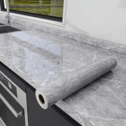 CAX Peel and Stick Wallpaper Grey Marble Contact Paper for Countertop - color: Dark Gray, size: 23.6" x 118"