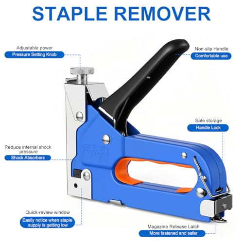 Heavy Duty Staple Gun 3 in 1 Upholstery Staple Guns with Tail Remover 1200 Staples Fabric Stapler Gun for Wood Crafts DIY Decoration