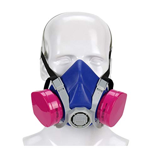 Safety Works SWX00319 Toxic Dust Respirator, Blu/Red/Gray