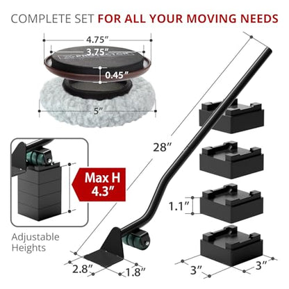 X-Protector Multi-Surface Furniture Sliders & Furniture Lifter Tool Set - size: Lifter + 4+4 Pack 5 in (Grey)