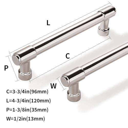 Solid Heavy Duty Jasper Pulls 10 Pack Polished Nickel Cabinet Pulls 3-3/4 Inch Hole Centers for Kitchen Cupboard Handles Modern Drawer Pulls Bathroom Cabinet Pulls - color: Polished Nickel, size: 3-3/4 inch(96mm) Hole Center