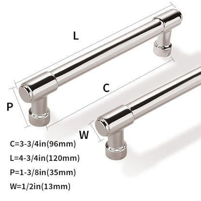 Solid Heavy Duty Jasper Pulls 10 Pack Polished Nickel Cabinet Pulls 3-3/4 Inch Hole Centers for Kitchen Cupboard Handles Modern Drawer Pulls Bathroom Cabinet Pulls - color: Polished Nickel, size: 3-3/4 inch(96mm) Hole Center