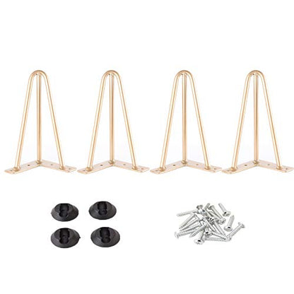 Osring 3 Rods Metal Hairpin Legs 6 Inch, Gold Furniture Table Feet 4Pcs - size: 6 Inch