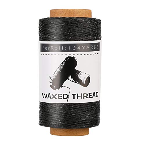 Jupean Waxed Thread for Leather Threads Black Thread Leather String Cord - color: Black