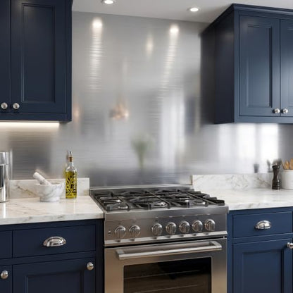 VEELIKE Stainless Steel Contact Paper Large Size 15.74x354.33 inches Wallpaper Peel and Stick Removable Temporary Adhesive Wall Paper for Dishwasher Refrigerator Washing Machine Metal Furniture - size: 15.7" x 354.3"