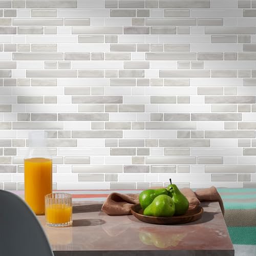 STICKGOO Thicker Peel and Stick Backsplash Tile for Kitchen and Bathroom - color: Light Brown＆Tan