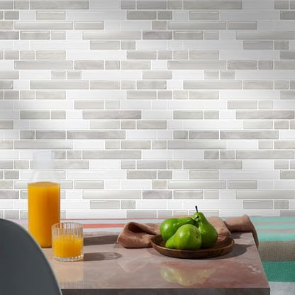 STICKGOO Thicker Peel and Stick Backsplash Tile for Kitchen and Bathroom - color: Light Brown＆Tan