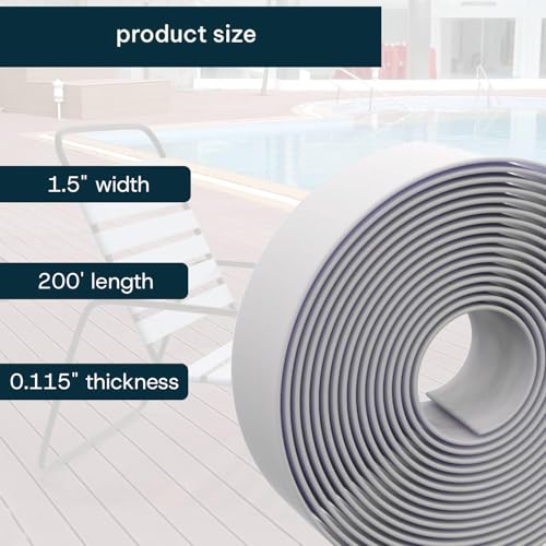 KOMORAX 200ft Long 1.5" Wide Vinyl Chair Strapping. Repair & Replacement Matte Finish.for Patio Outdoor Lawn Garden Durable Attractive (White) - color: White