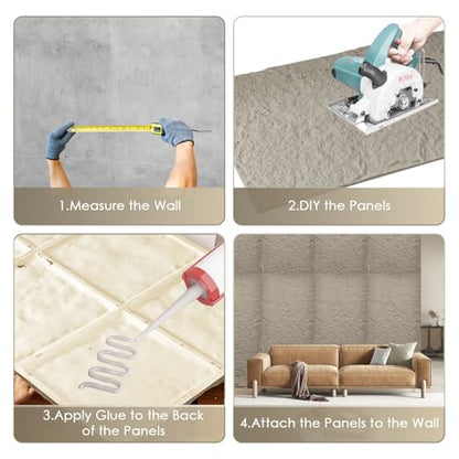 Faux Stone Wall Panels, 5-Pack 3D PU Cement-Texture Panels, Cement - color: Cement Gray