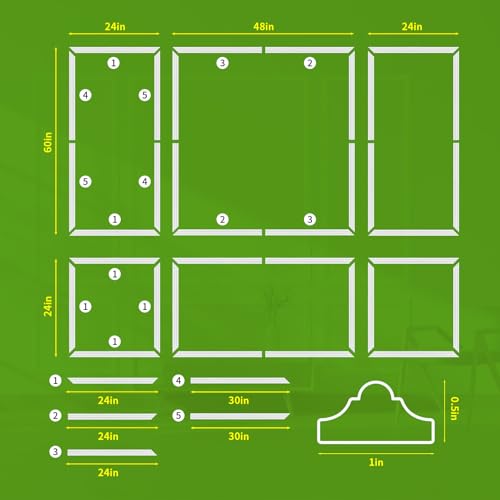 6 Set Peel and Stick Wall Molding Kit (24x60in)
