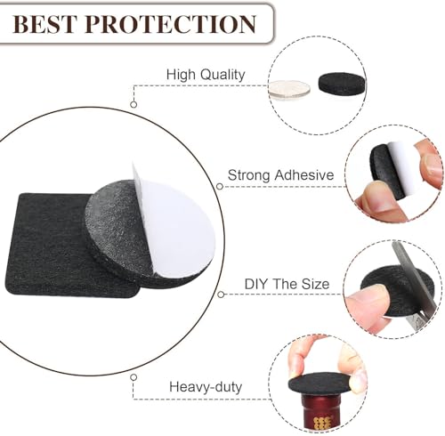 Felt Furniture Pads for Hardwood Floors Felt Pads for Chair Legs Yelanon - size: 24 pcs Black Square